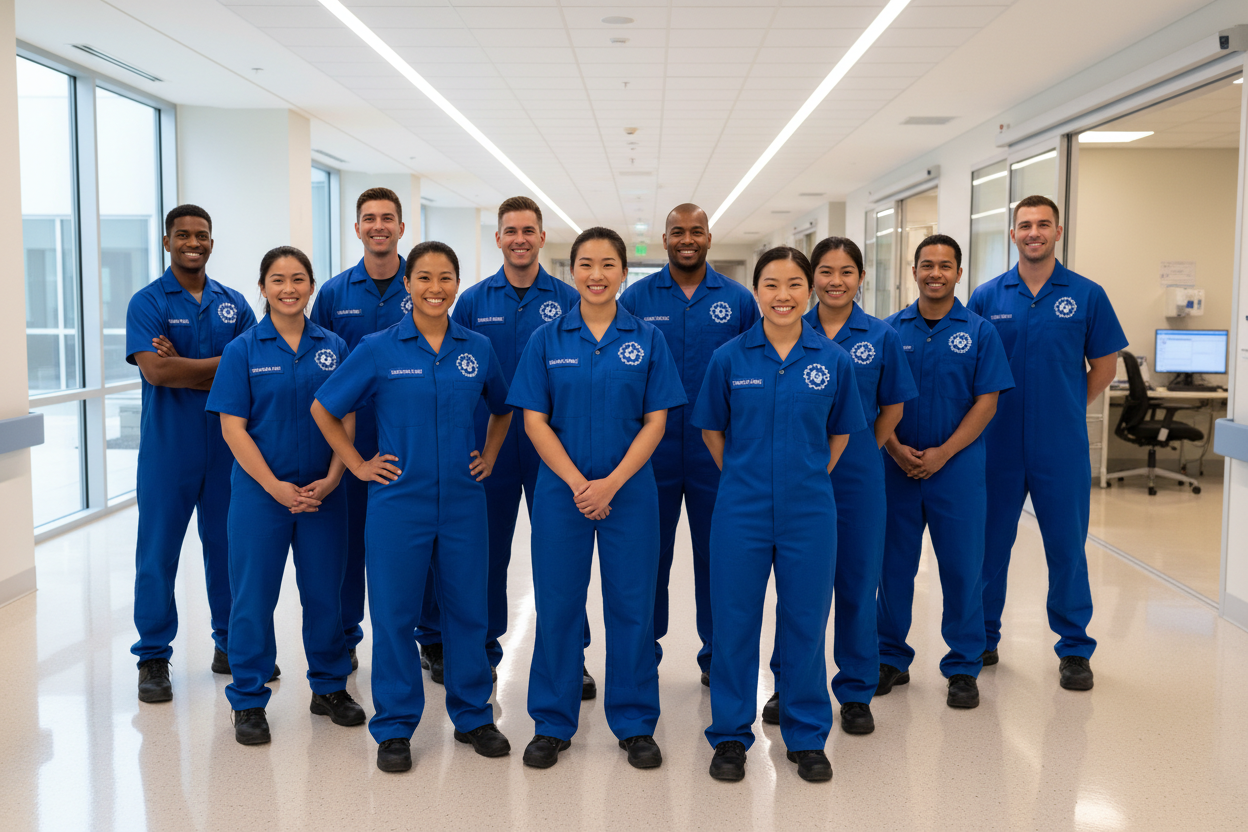 satisfiyed mantainance Team in healthcare cenert