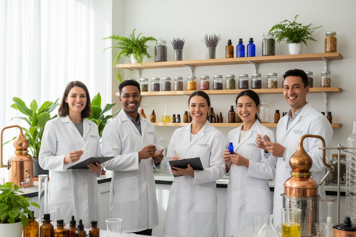 satisfyied technicians of Nature Scents for team picture